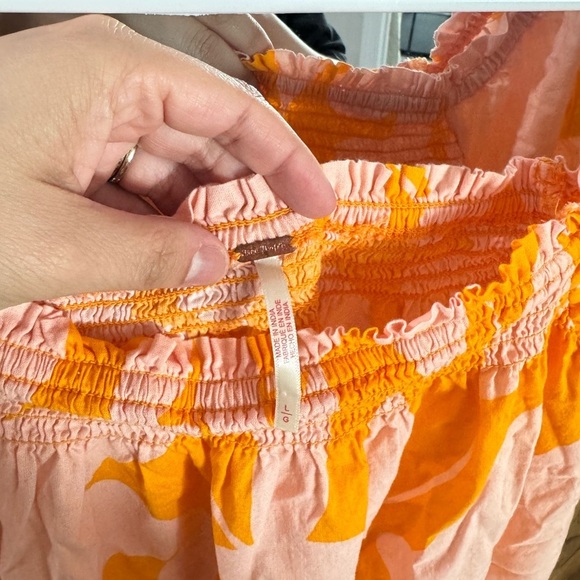 Free People Mila Printed Mini Dress in Tangerine Combo - Picture 5 of 6
